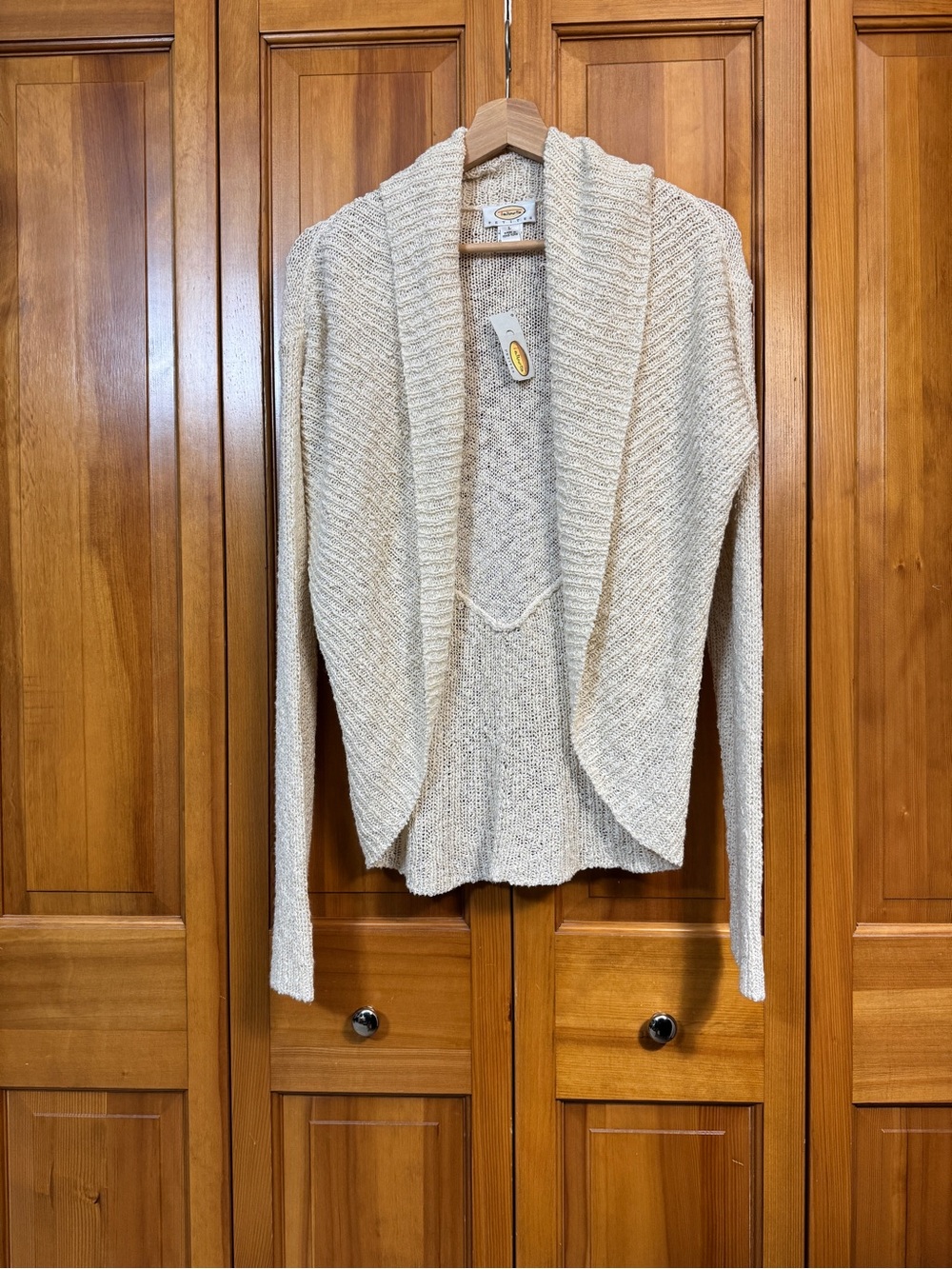 Talbots Cream Open-Front Shawl Collar Cardigan Sweater